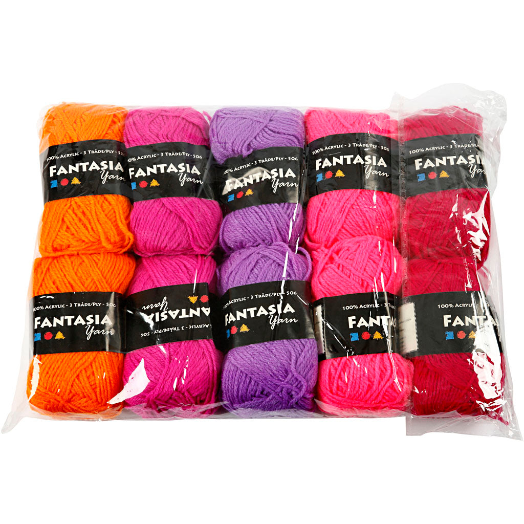 Fantasia Polyacryl Garn, L 80 M, Sortierte Farben, 10x50 g/ 1 Pck [HOB-42184]