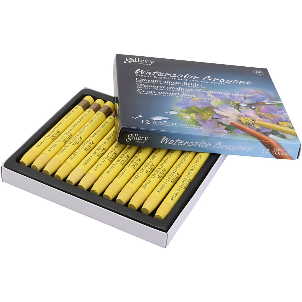 Watercolor Crayons, yellow, 12 pc
