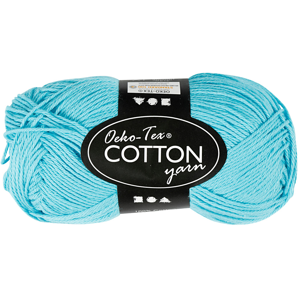 Cotton Yarn, no. 8/4, L: 170 M, needle 3-3,5, turquoise, 50 g/ 1 ball