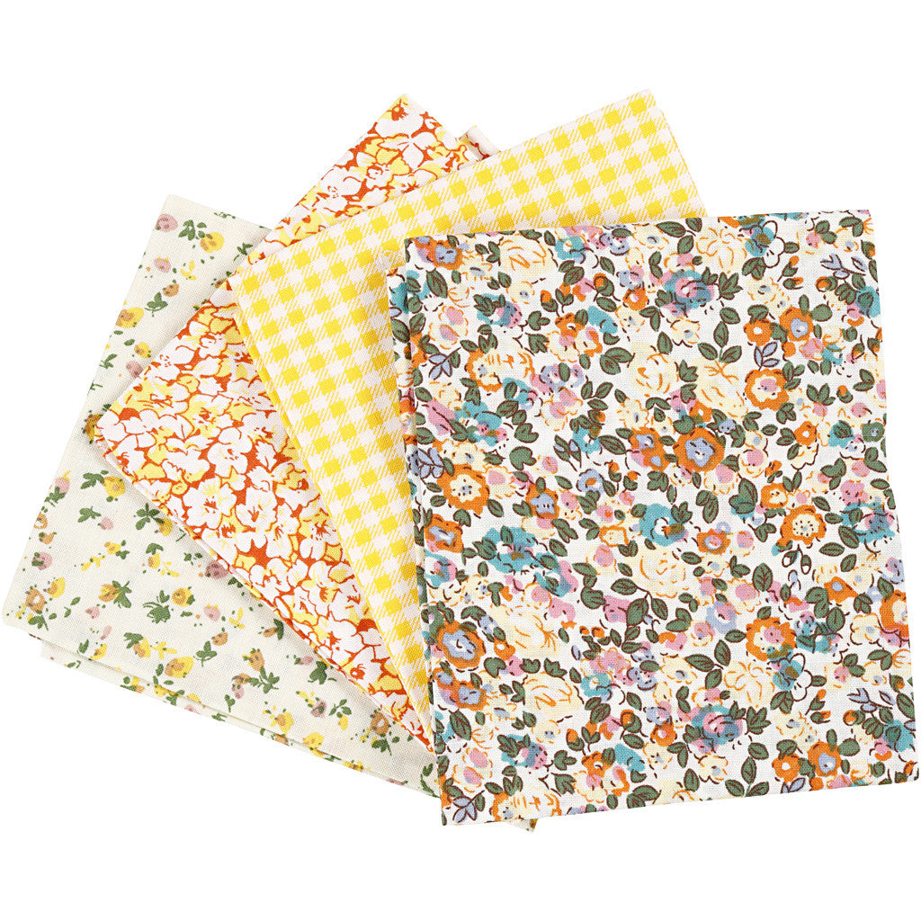 Patchwork-Stoff, Größe 45x55 cm, 100 g, Gelb, 4 Stk/ 1 Bündl. [HOB-441830]