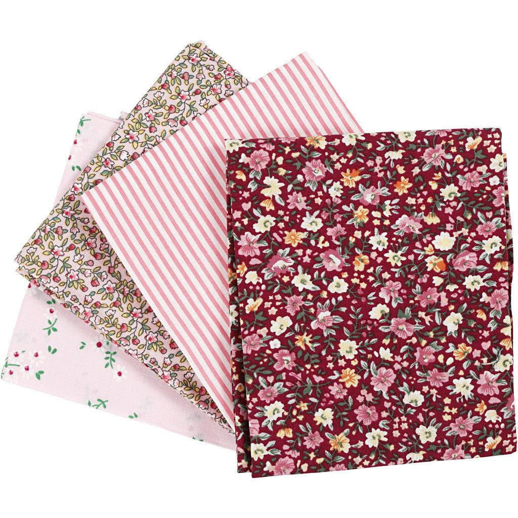 Patchwork-Stoff, Größe 45x55 cm, 100 g, Rosa, 4 Stk/ 1 Bündl. [HOB-441832]
