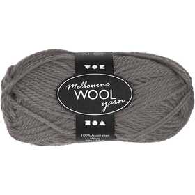 Melbourne Wool Yarn, L 92 M, Grau, 50 g/ 1 Knäuel [HOB-44701]