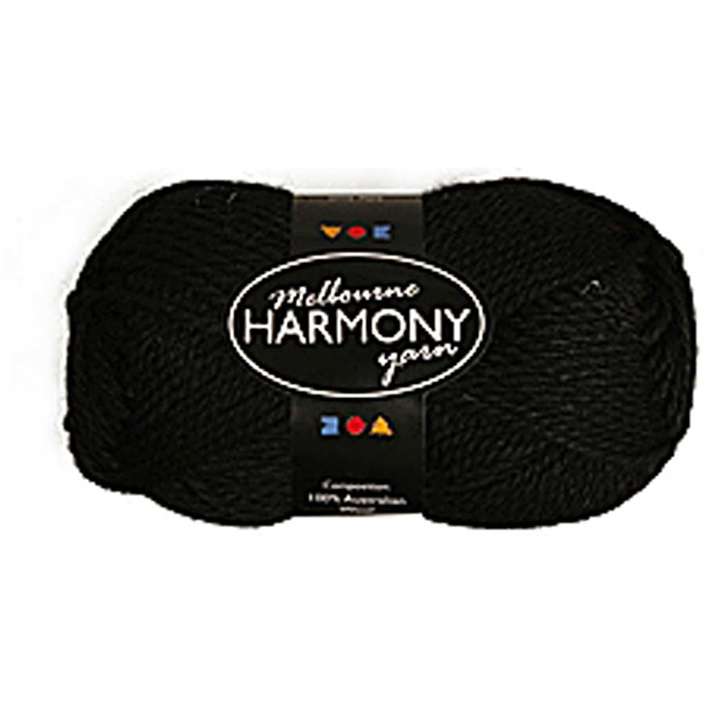 Melbourne Wool Yarn, L 92 M, Schwarz, 50 g/ 1 Knäuel [HOB-44724]