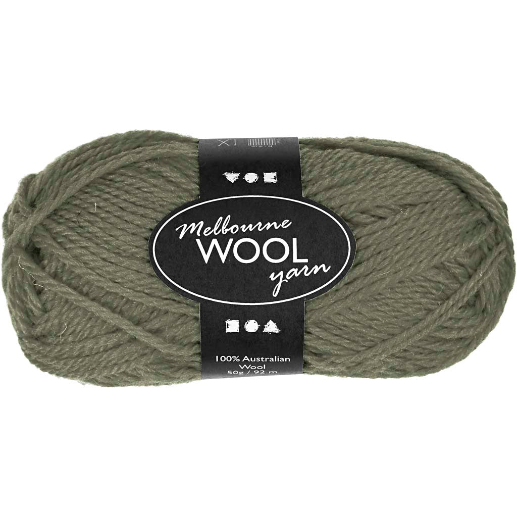 Melbourne Wool Yarn, L: 92 M, dark green, 50 g/ 1 ball
