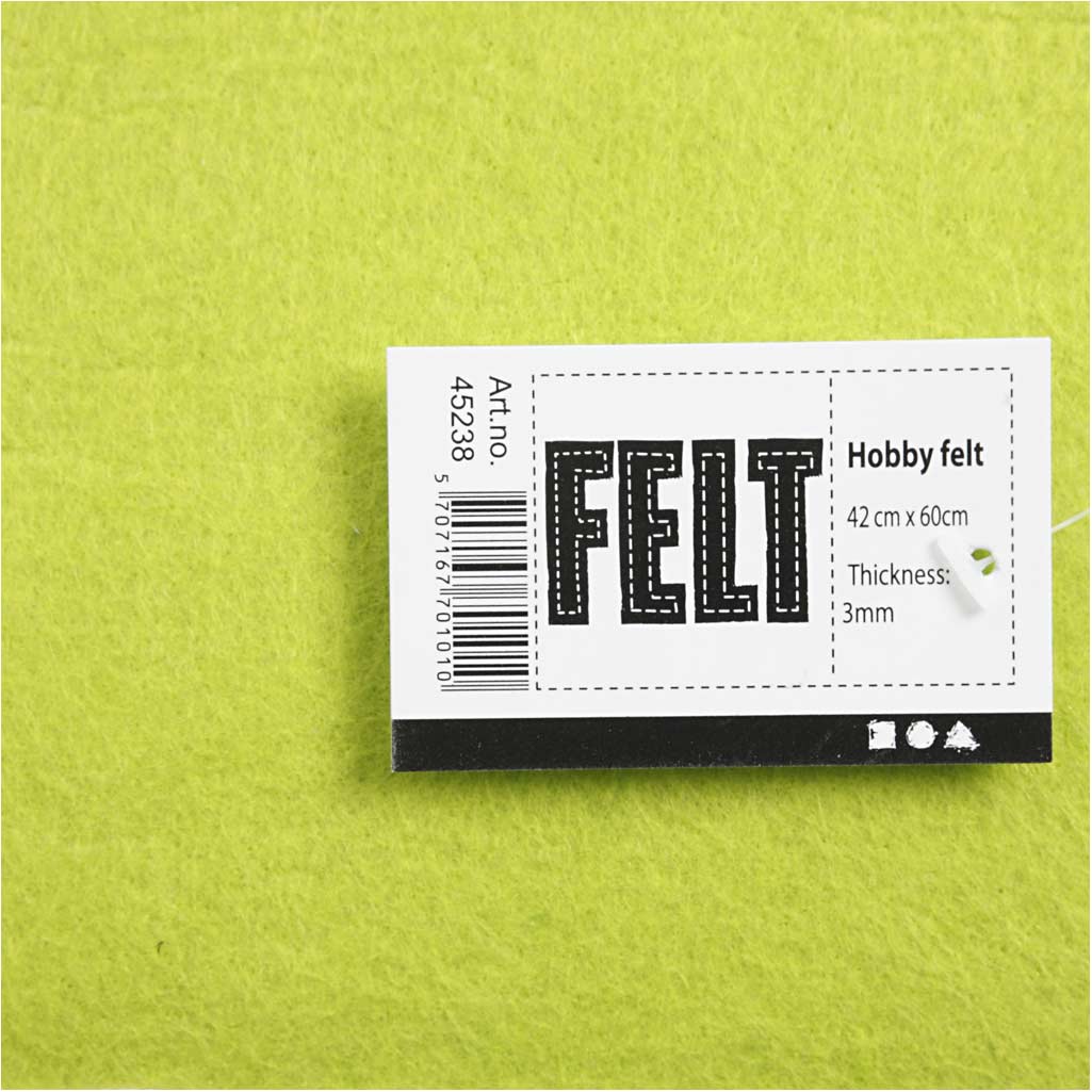 Bastelfilz, Blatt 42x60 cm, Dicke 3 mm, Hellgrün, 1 Bl. [HOB-45238]