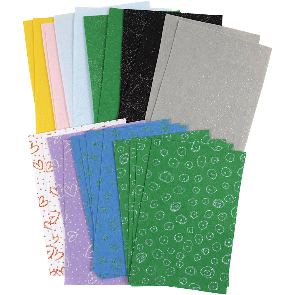 Craft Felt, sheet 21x30 cm, thickness 1,5-2 mm, Content may vary , assorted colours, 24 sheet