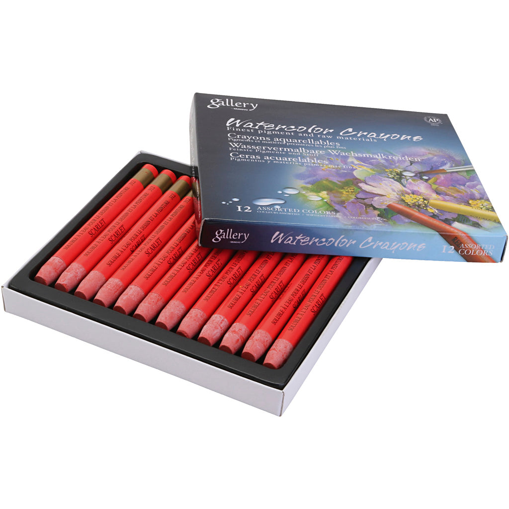 Watercolor Crayons, scarlet, 12 pc