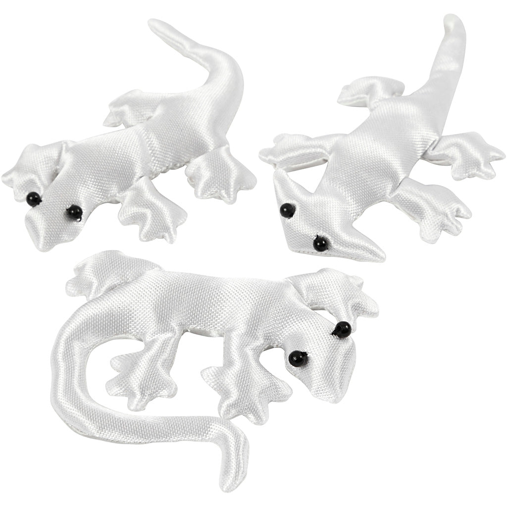 Echsen, Größe 10-14 cm, Weiß, 3 Stk/ 1 Pck [HOB-495003]