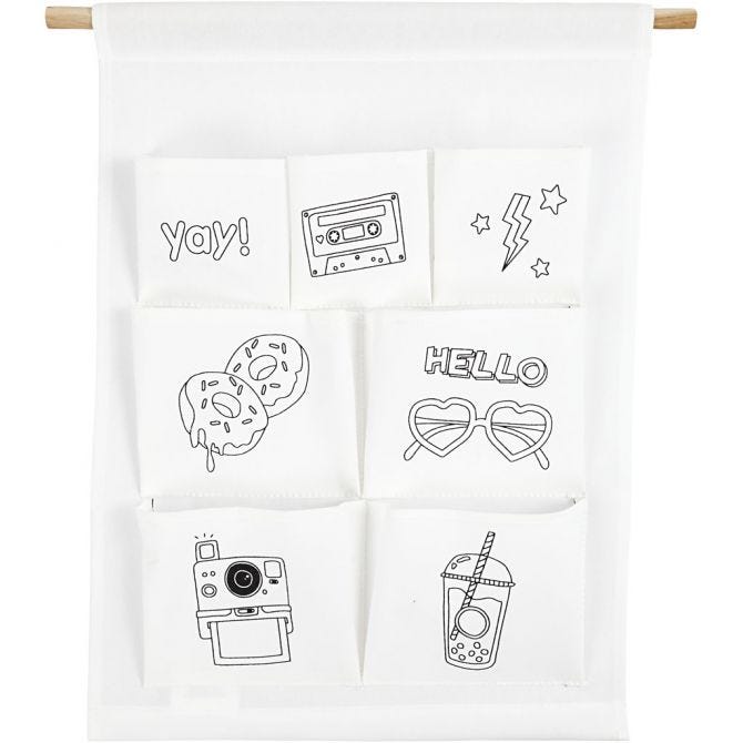 Organizer-Tasche zum Aufhängen, H 46 cm, B 34 cm, 145 g, Weiß, 1 Stk [HOB-49738]