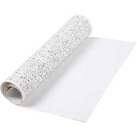 Kunstlederpapier, B 49,5 cm, Foliedetails,Bedruckt, 350 g, Weiß, 1 m/ 1 Rolle [HOB-498832]