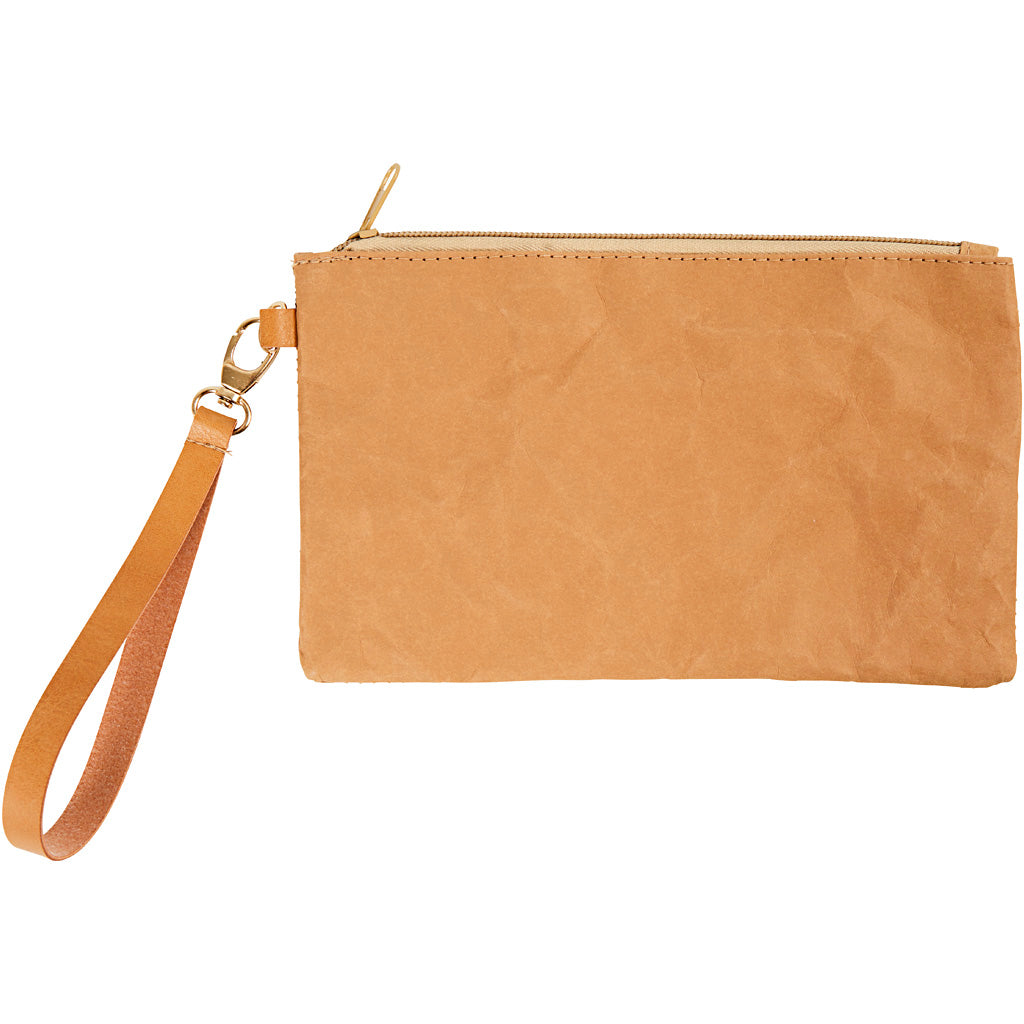 Faux Leather Clutch Bag, H: 18 cm, L: 21 cm, 350 g, light brown