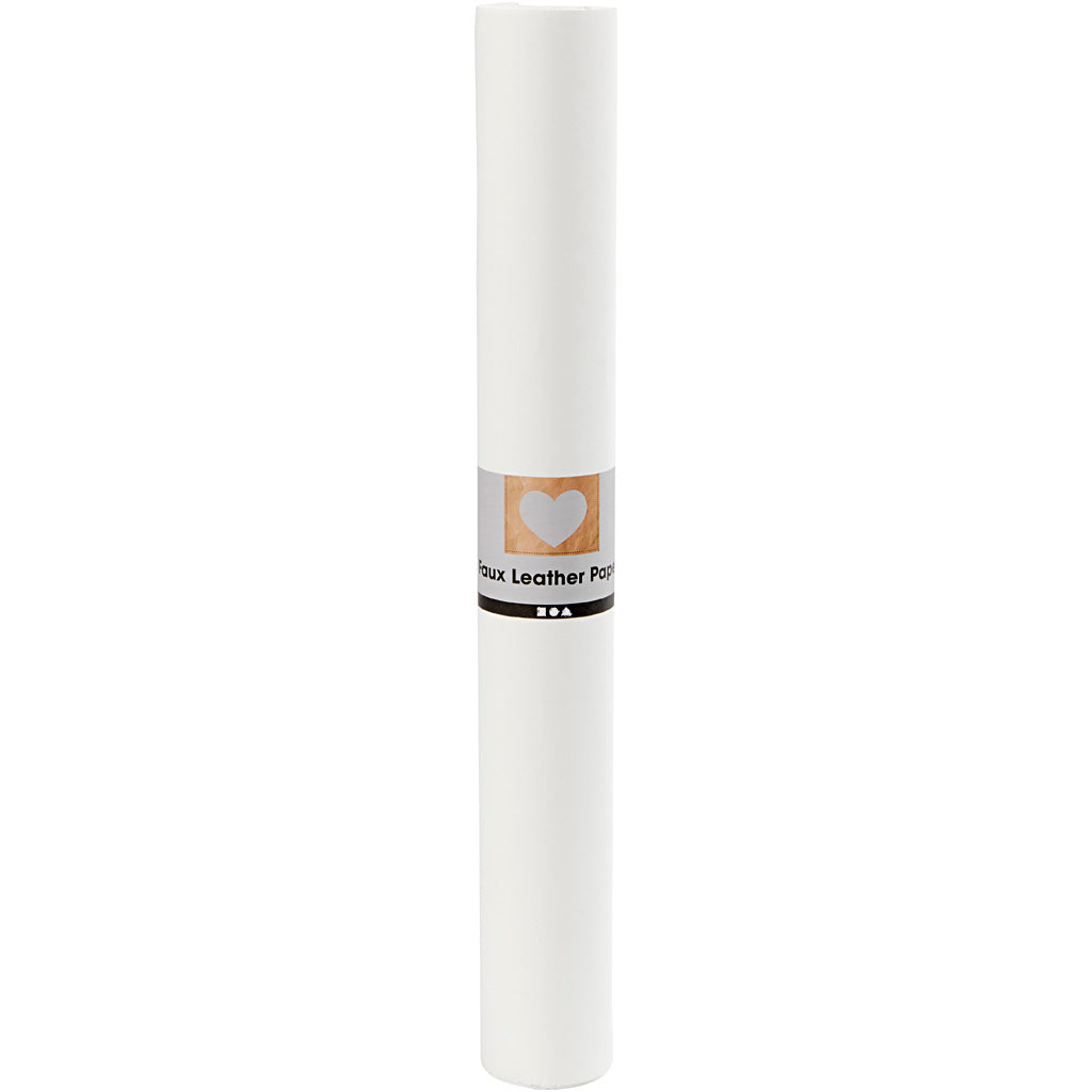 Kunstlederpapier, Weiß, B: 50 cm, Einfarbig, 350 g, 1 m/ 1 Rolle [HOB498945]