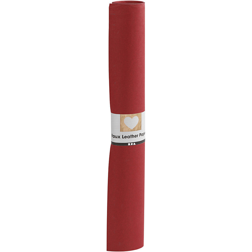 Kunstlederpapier, B 50 cm, Einfarbig, 350 g, Rot, 1 m/ 1 Rolle [HOB-498946]