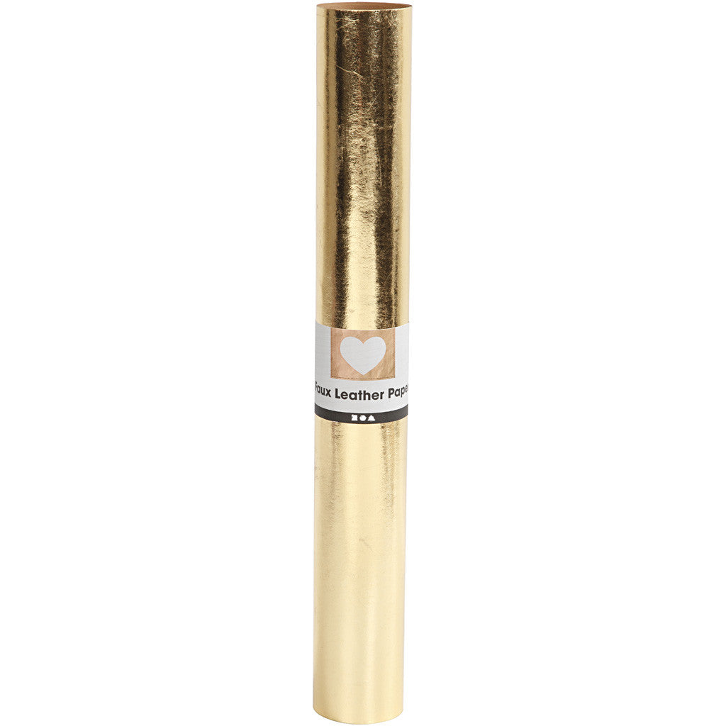 Kunstlederpapier, B 49 cm, Einfarbig,Foliedetails, 350 g, Gold, 1 m/ 1 Rolle [HOB-498948]
