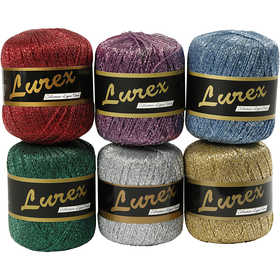 Lurexgarn, L 160 M, Sortierte Farben, 6x25 g/ 1 Pck [HOB-42147]