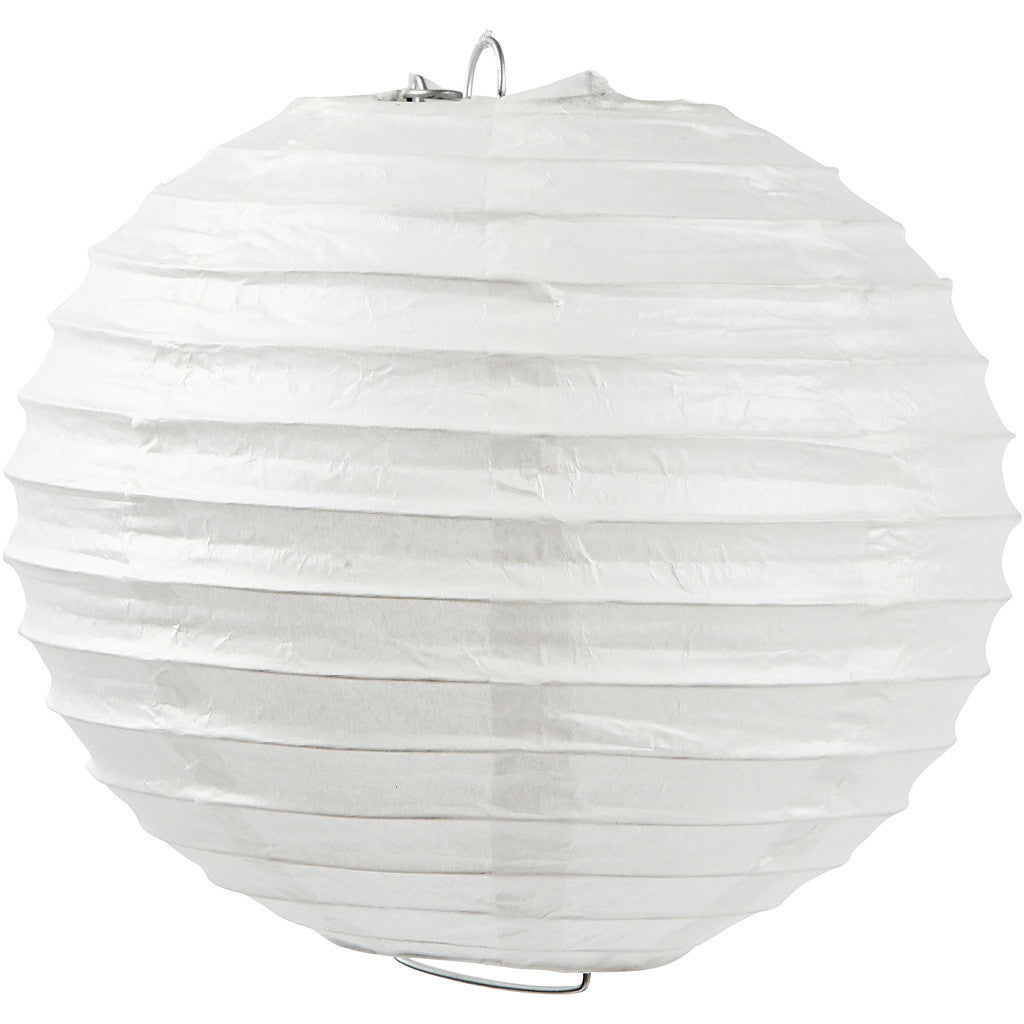 Reispapier-Lampe/-Lampion, Rund, D 35 cm, Weiß, 1 Stk [HOB-500281]