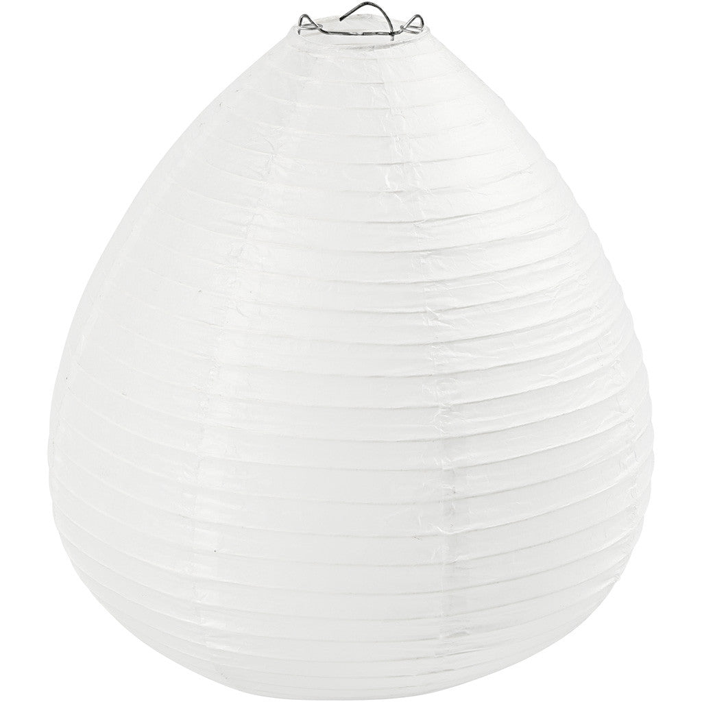 Reispapier-Lampe/-Lampion, Regentropfen, H 27 cm, D 25 cm, Weiß, 1 Stk [HOB-500282]