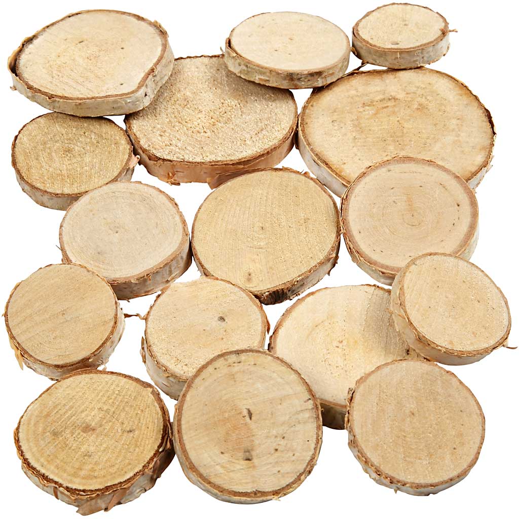 Holzscheiben-Mix, D 25-45 mm, Dicke 7 mm, ca. 140 Stk, 600 g/ 1 Pck [HOB-502210]