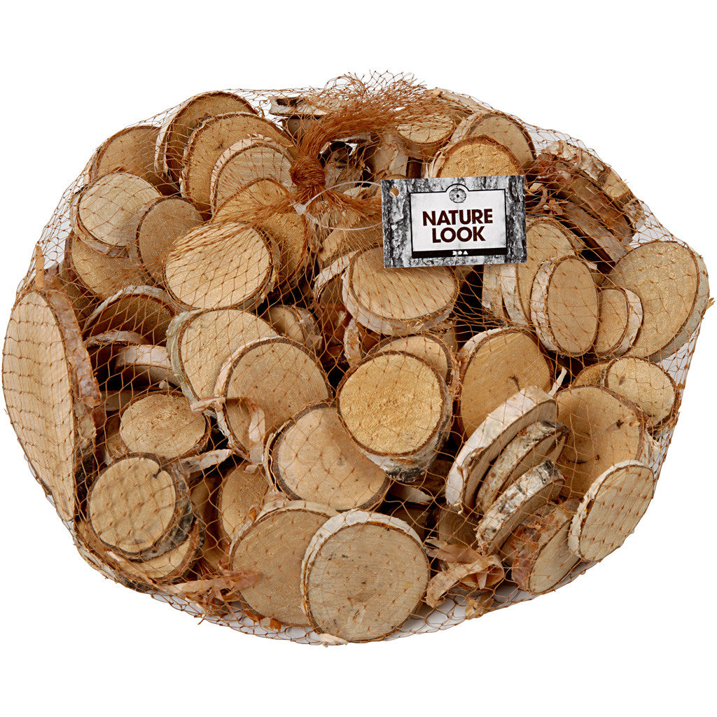 Holzscheiben-Mix, D 25-45 mm, Dicke 7 mm, ca. 140 Stk, 600 g/ 1 Pck [HOB-502210]