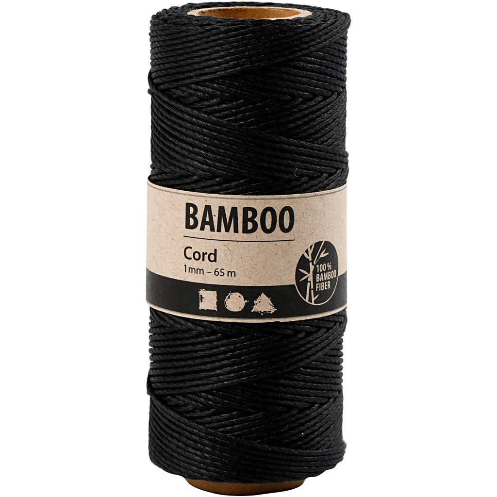 Bambusschnur, Dicke 1 mm, Schwarz, 65 m/ 1 Rolle [HOB-503483]