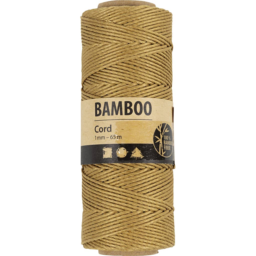 Bambusschnur, Dicke 1 mm, Gold, 65 m/ 1 Rolle [HOB-503488]