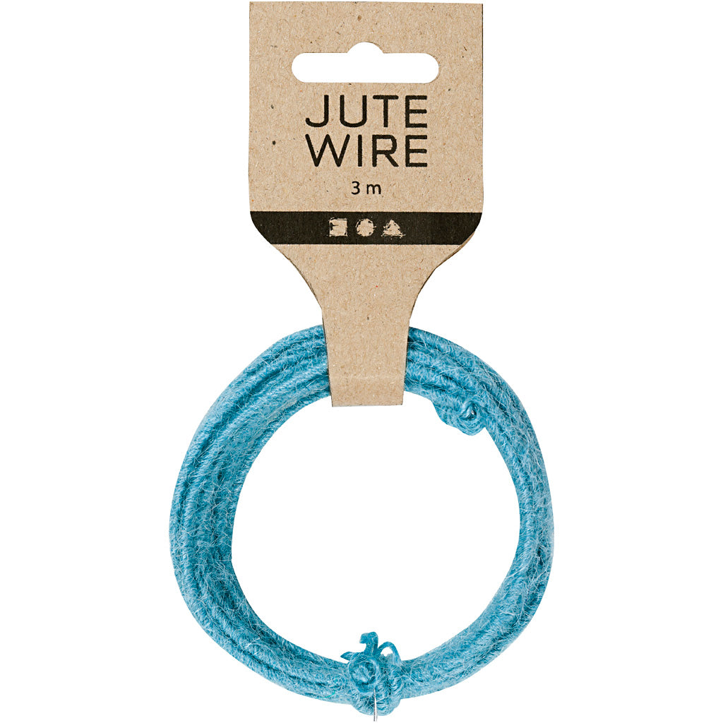 Jute-Draht, Dicke 2-4 mm, Himmelblau, 3 m/ 1 Pck [HOB-503495]