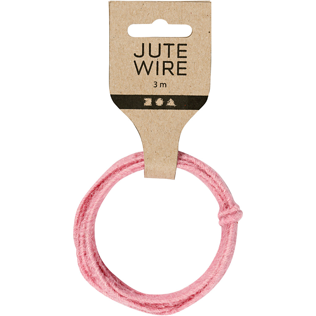 Jute-Draht, Dicke 2-4 mm, Pink, 3 m/ 1 Pck [HOB-503498]