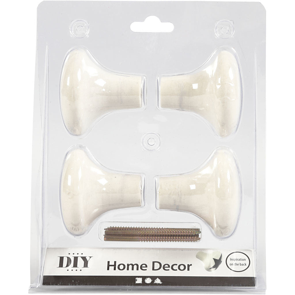 Griffe, H 5,1 cm, D 5,4 cm, Weiß, 4 Stk/ 1 Pck [HOB-506960]