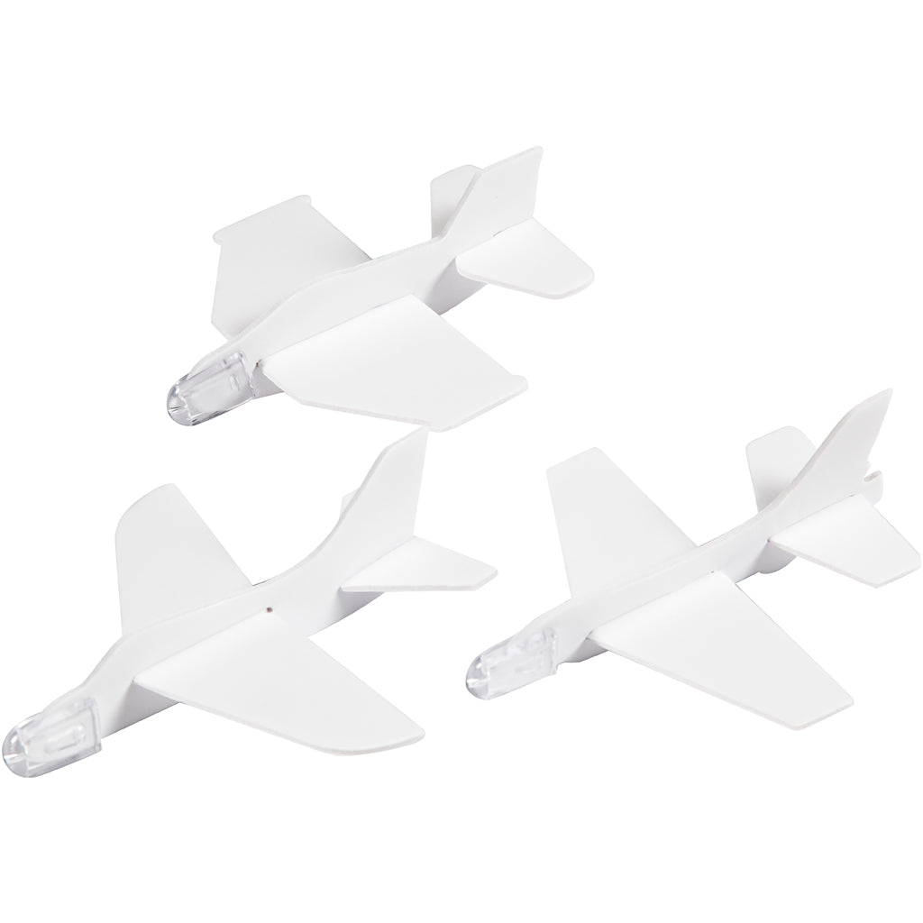 Flugzeug-Sortiment, L 11,5-12,5 cm, B 11-12 cm, Weiß, 3 Stk/ 1 Pck [HOB-51233]