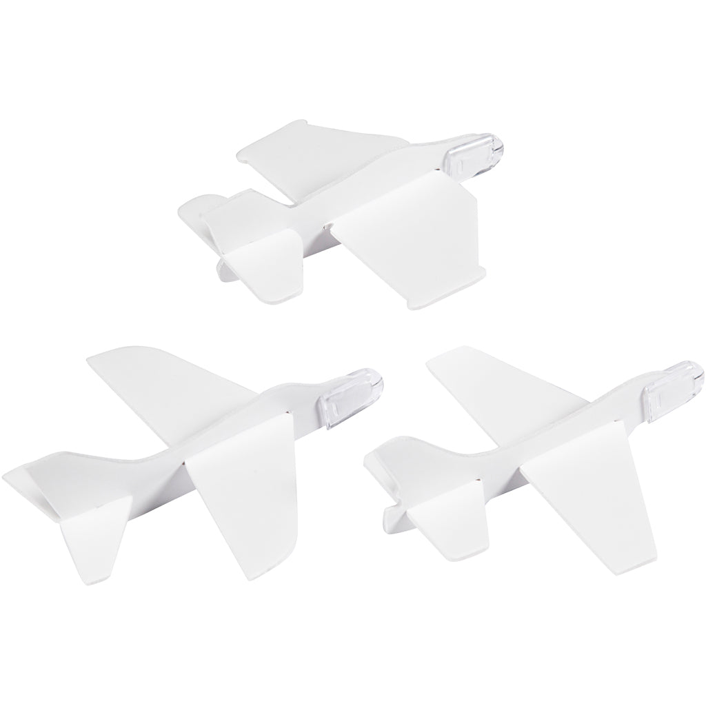 Flugzeug-Sortiment, L 11,5-12,5 cm, B 11-12 cm, Weiß, 3 Stk/ 1 Pck [HOB-51233]