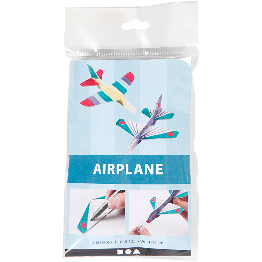 Flugzeug-Sortiment, L 11,5-12,5 cm, B 11-12 cm, Weiß, 3 Stk/ 1 Pck [HOB-51233]