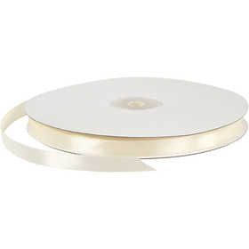 Satinband, B 10 mm, Naturweiß, 100 m/ 1 Rolle [HOB-51367]