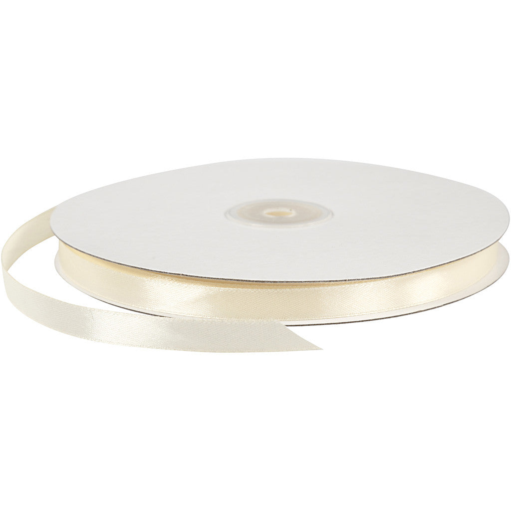 Satinband, B 10 mm, Naturweiß, 100 m/ 1 Rolle [HOB-51367]