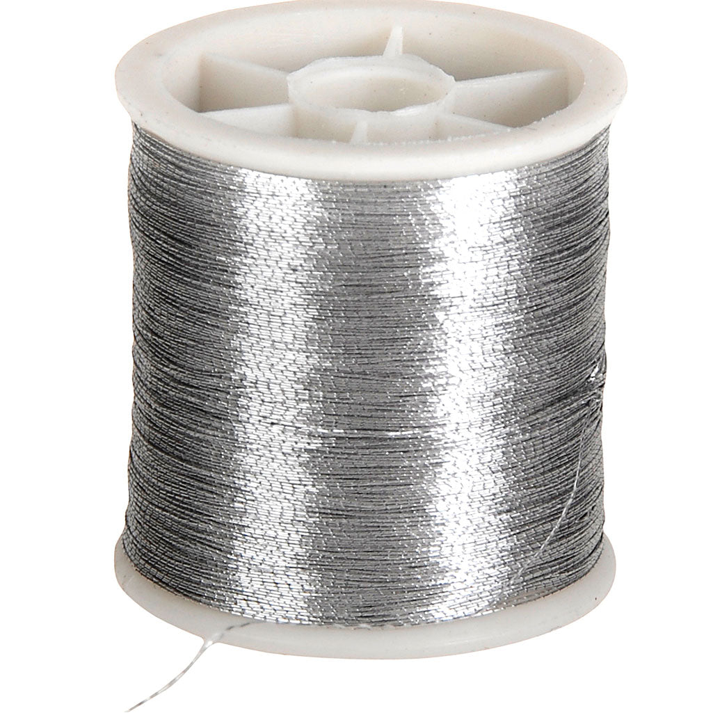 Sewing Thread, thickness 0,15 mm, silver, 100 m/ 1 roll