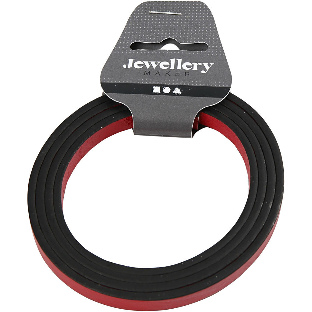 Lederband Imitat, B 10 mm, Dicke 3 mm, Rot, 1 m/ 1 Pck [HOB-51485]