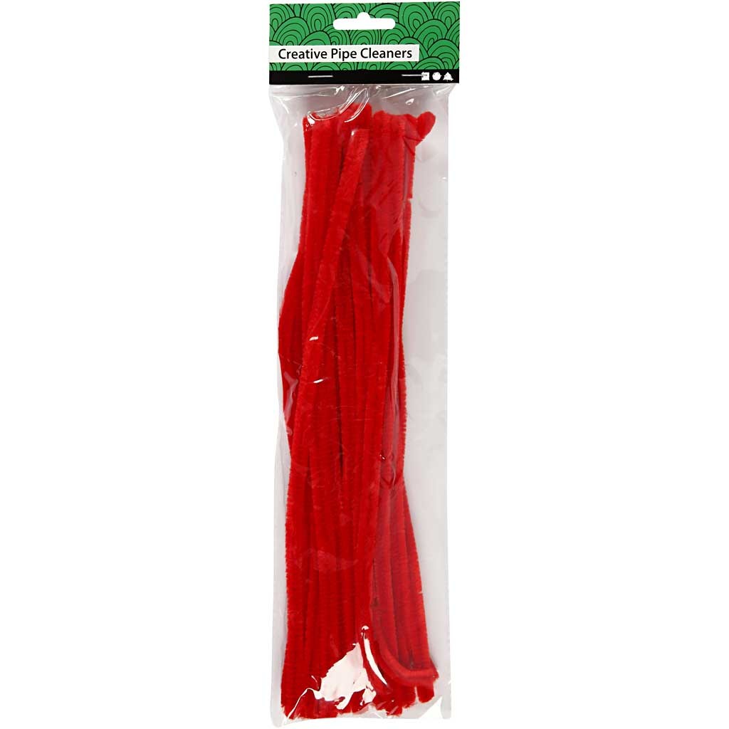 Pfeifenreiniger, L 30 cm, Dicke 9 mm, Rot, 25 Stk/ 1 Pck [HOB-51603]