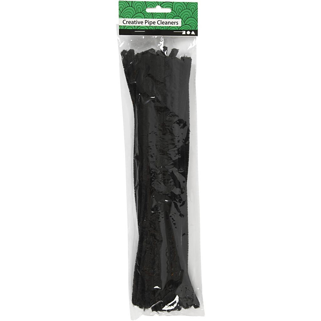 Pfeifenreiniger, L 30 cm, Dicke 9 mm, Schwarz, 25 Stk/ 1 Pck [HOB-51608]