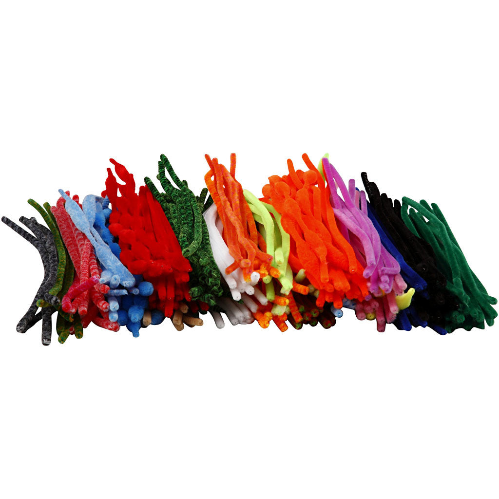 Pfeifenreiniger, L 30 cm, Dicke 6-15 mm, Sortierte Farben, 500 sort./ 1 Pck [HOB-51610]