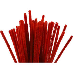 Pfeifenreiniger, L 30 cm, Dicke 6 mm, Rot, 50 Stk/ 1 Pck [HOB-51613]