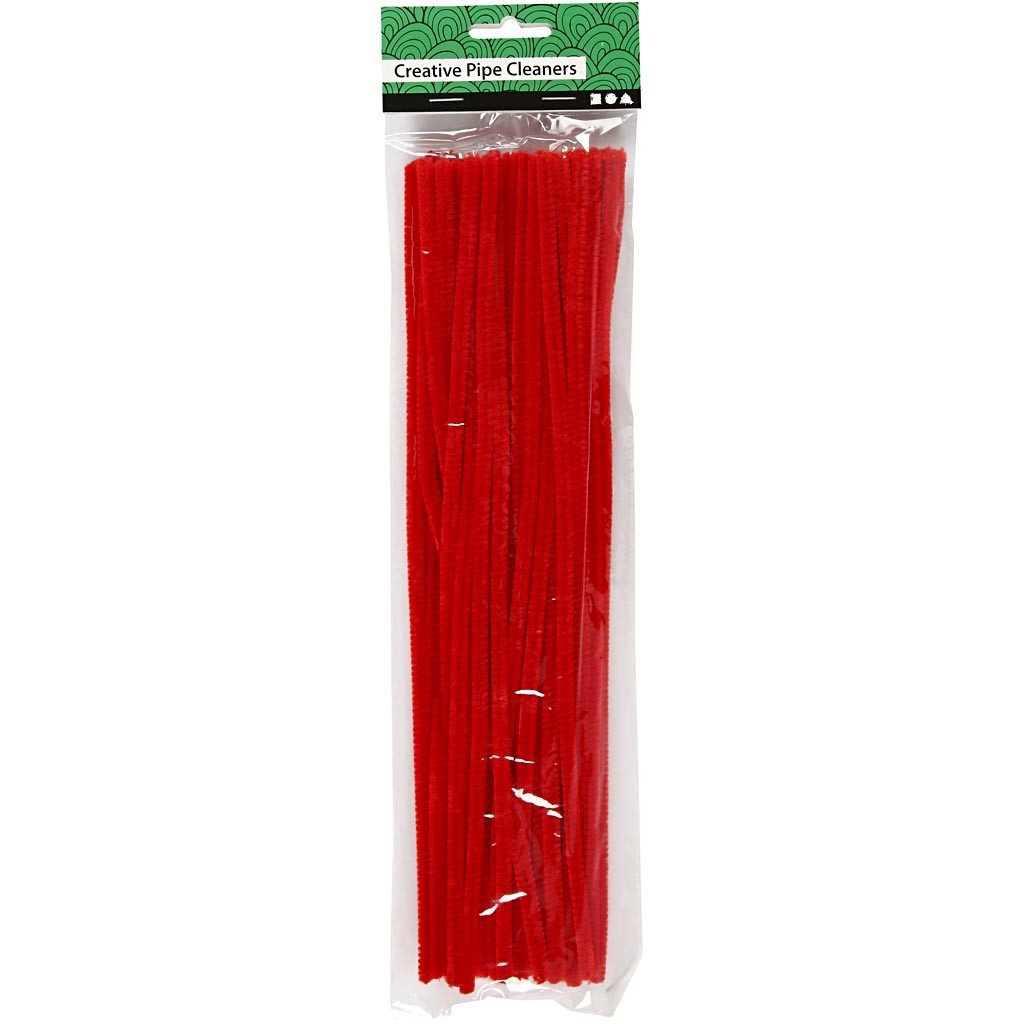 Pfeifenreiniger, L 30 cm, Dicke 6 mm, Rot, 50 Stk/ 1 Pck [HOB-51613]
