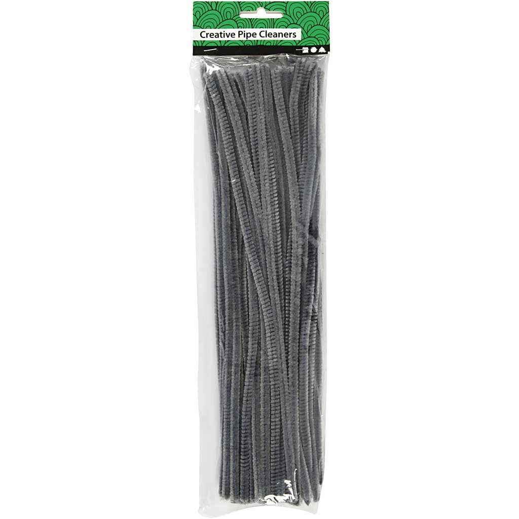Pfeifenreiniger, L 30 cm, Dicke 6 mm, Grau, 50 Stk/ 1 Pck [HOB-51617]