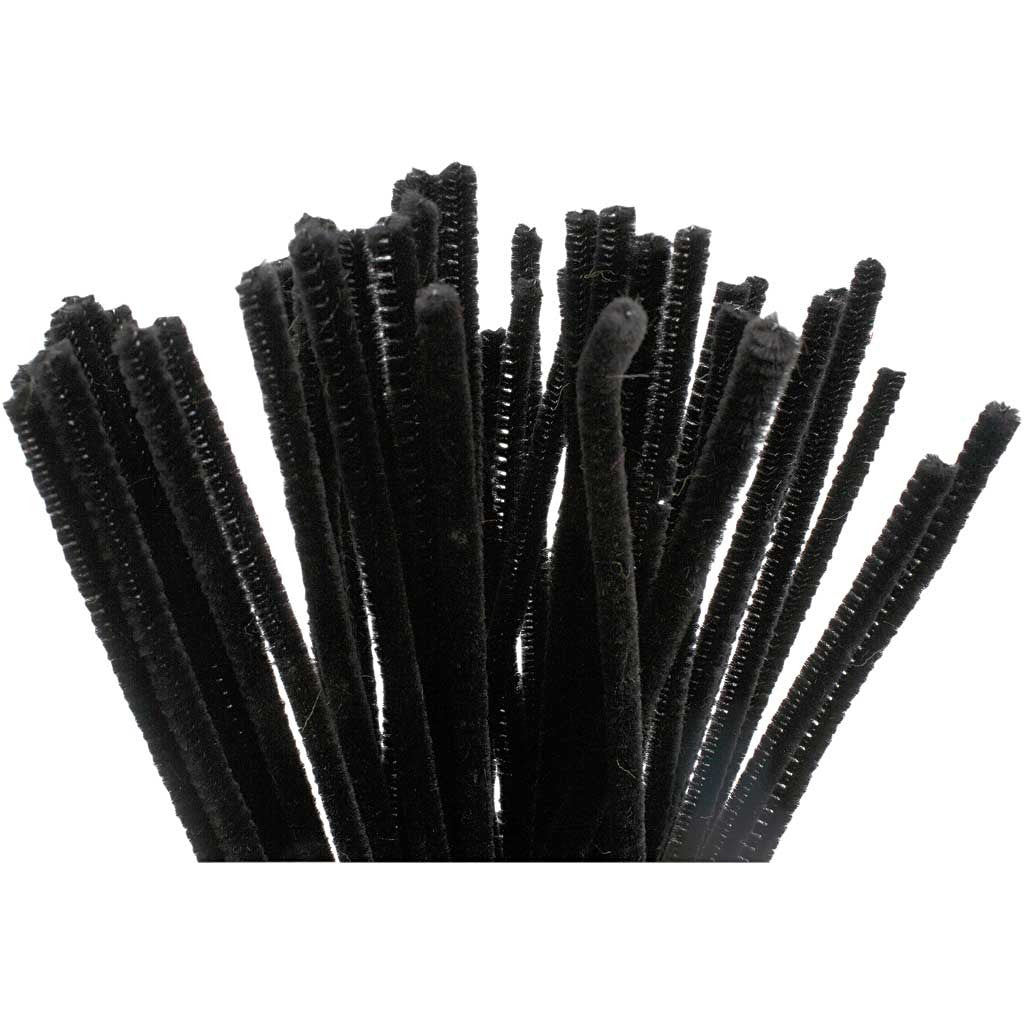 Pfeifenreiniger, L 30 cm, Dicke 6 mm, Schwarz, 50 Stk/ 1 Pck [HOB-51618]