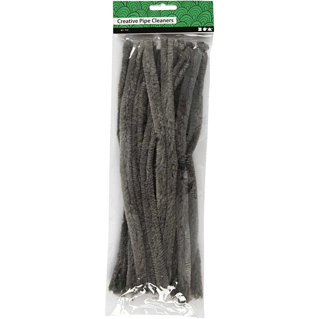 Pfeifenreiniger, L 30 cm, Dicke 15 mm, Grau, 15 Stk/ 1 Pck [HOB-51627]