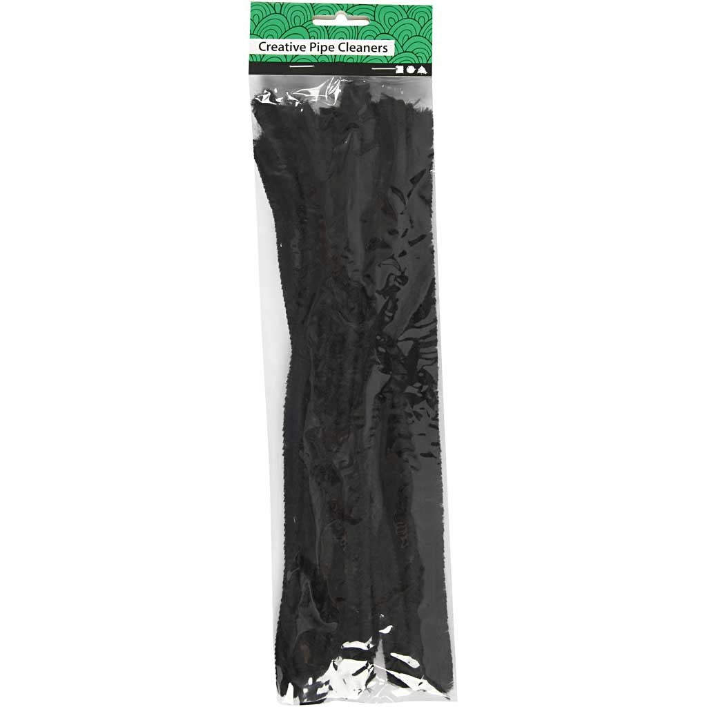 Pfeifenreiniger, L 30 cm, Dicke 15 mm, Schwarz, 15 Stk/ 1 Pck [HOB-51628]