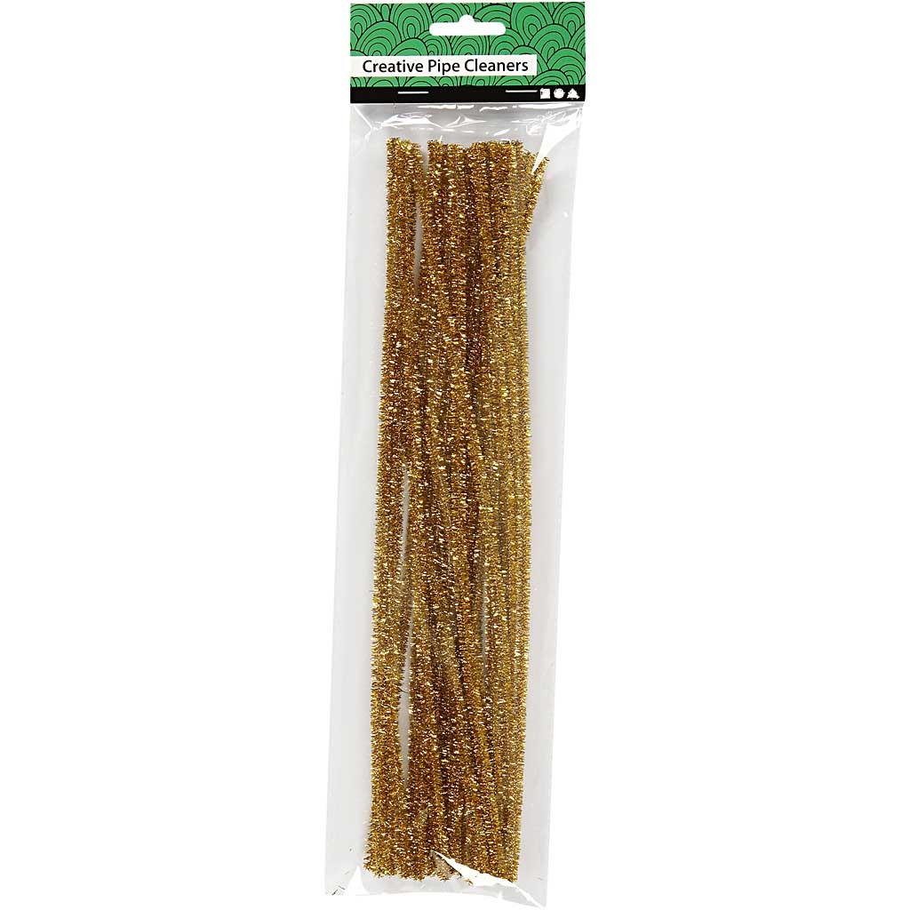 Pfeifenreiniger, L 30 cm, Dicke 6 mm, Glitter, Gold, 24 Stk/ 1 Pck [HOB-51630]