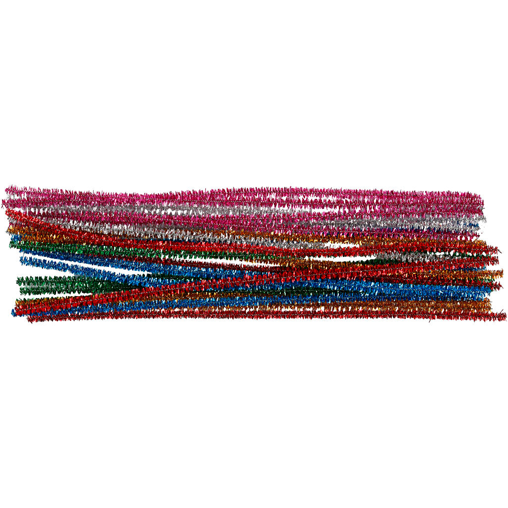 Pfeifenreiniger, L 30 cm, Dicke 6 mm, Glitter, Kräftige Farben, 24 sort./ 1 Pck [HOB-51648]