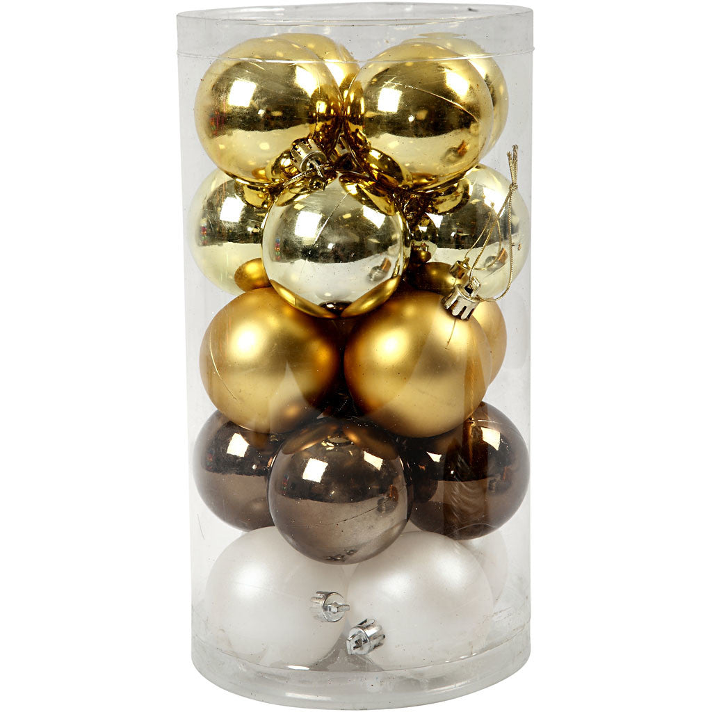 Weihnachtskugeln, D 6 cm, Golden, 20 Stk/ 1 Pck [HOB-52158]