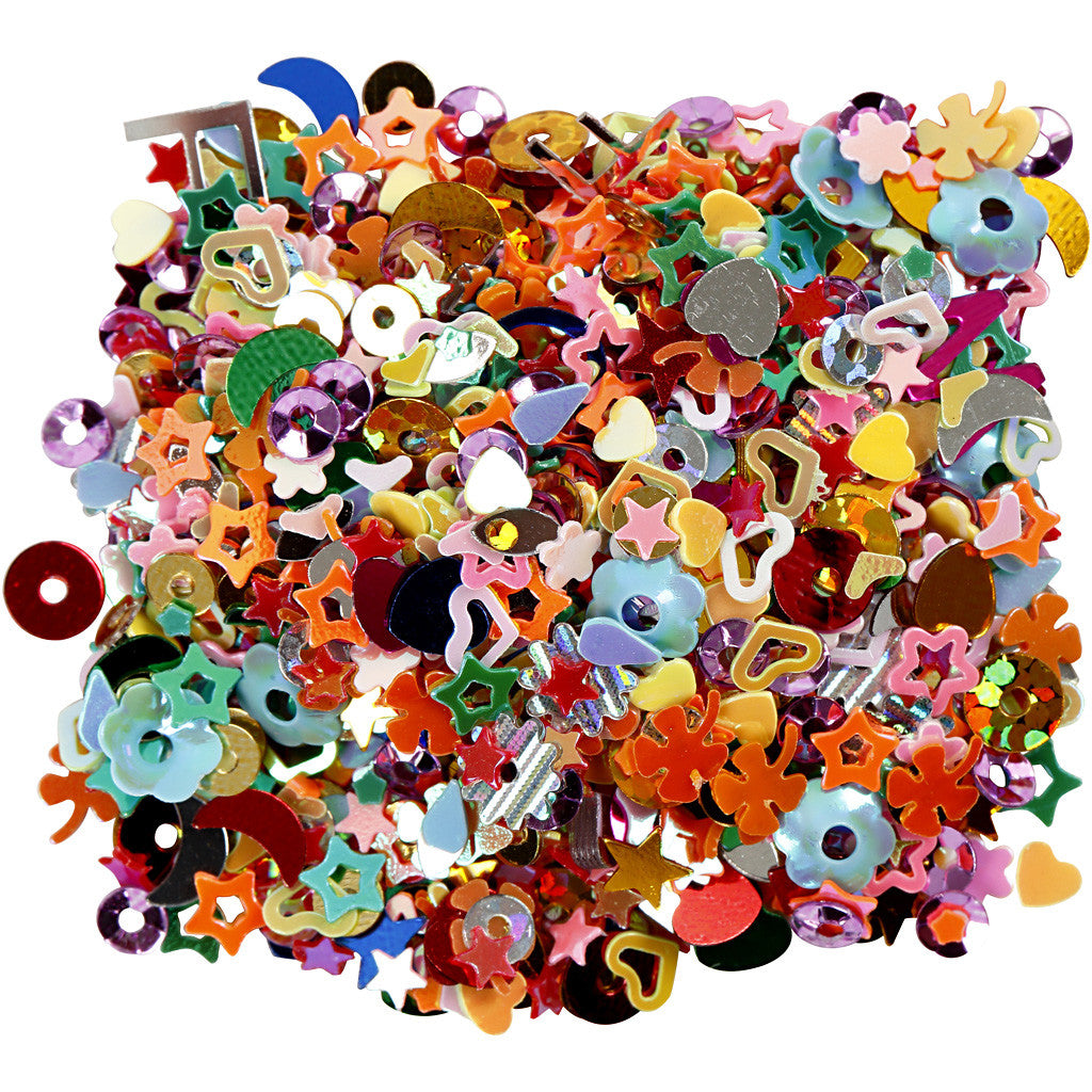 Paillettenmix, Multi, Größe 2-5 mm, 170 g/ 1 Pck [HOB-52173]