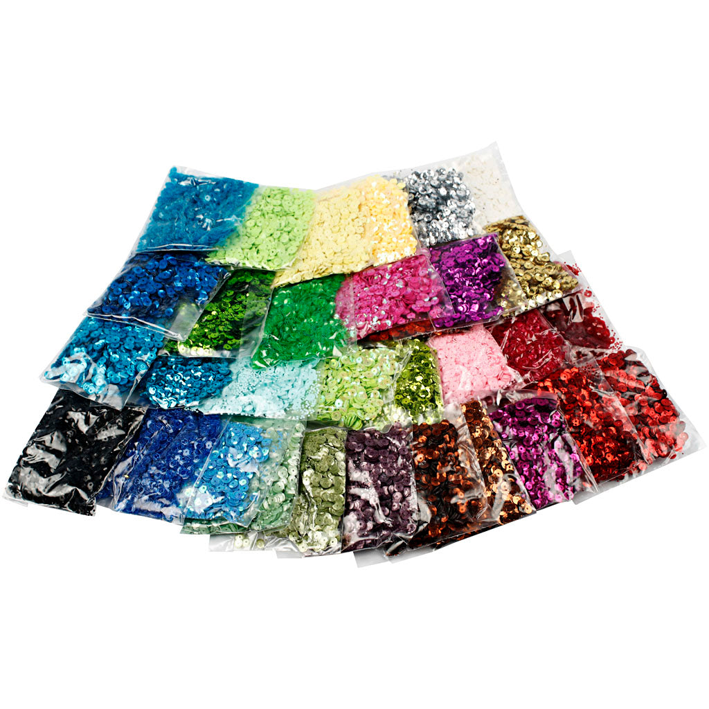 Sequins, size 6 mm, 32x25 g