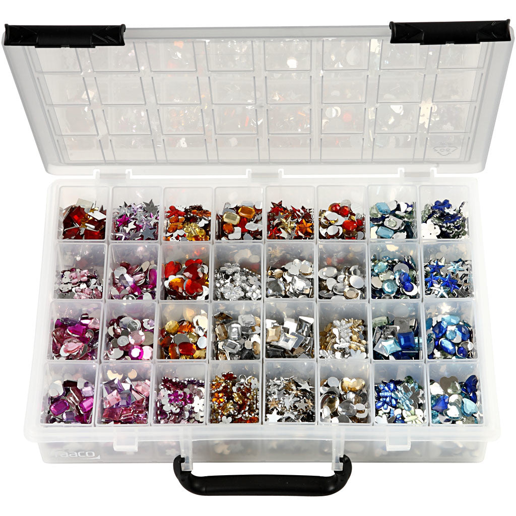 Schmucksteine - Sortiment, D 6-16 mm, Sortierte Farben, 32x360 Stk/ 1 Pck [HOB-52240]